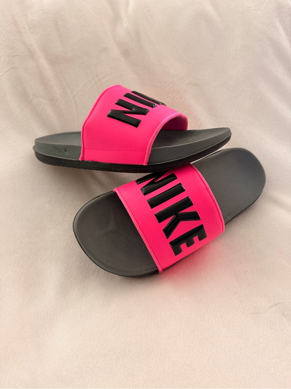 Nike Hot Pink and Black Slide Sandals